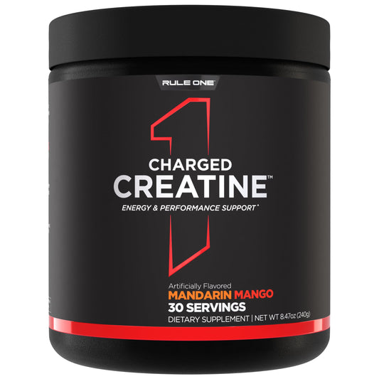 Rule 1 Charged Creatine - Multi-Function Workout Supplement with Creatine, Electrolyte, and Energy Blends for Intensity, Performance, & Hydration Support (30 Servings, Mandarin Mango)